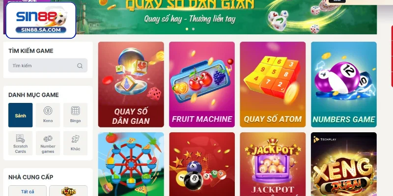 Các sản phẩm cá cược hấp dẫn tại quay số Sin88